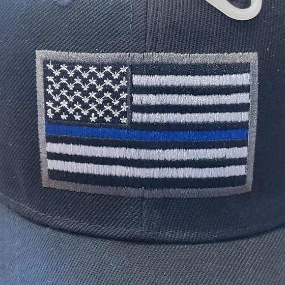 Law Enforcement Blue Line US Flag Baseball Cap - Picture 3 of 6